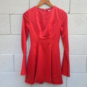 HOUSE OF CB SACHA RED SATIN MINI DRESS SIZE L+ (10-12 or XL)